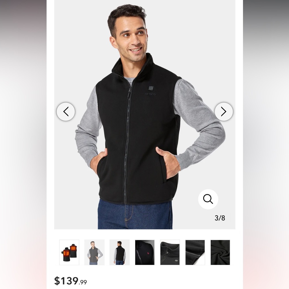 NWT Mens 3 Zone Ororo Heated Vest